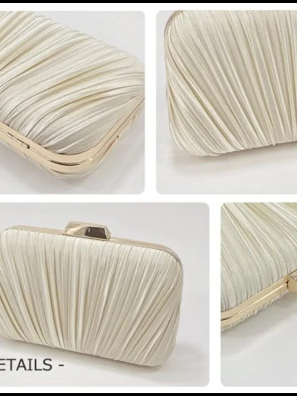 Pleated Glitter Evening Clutch with Chain Formal Wedding Party Handbag